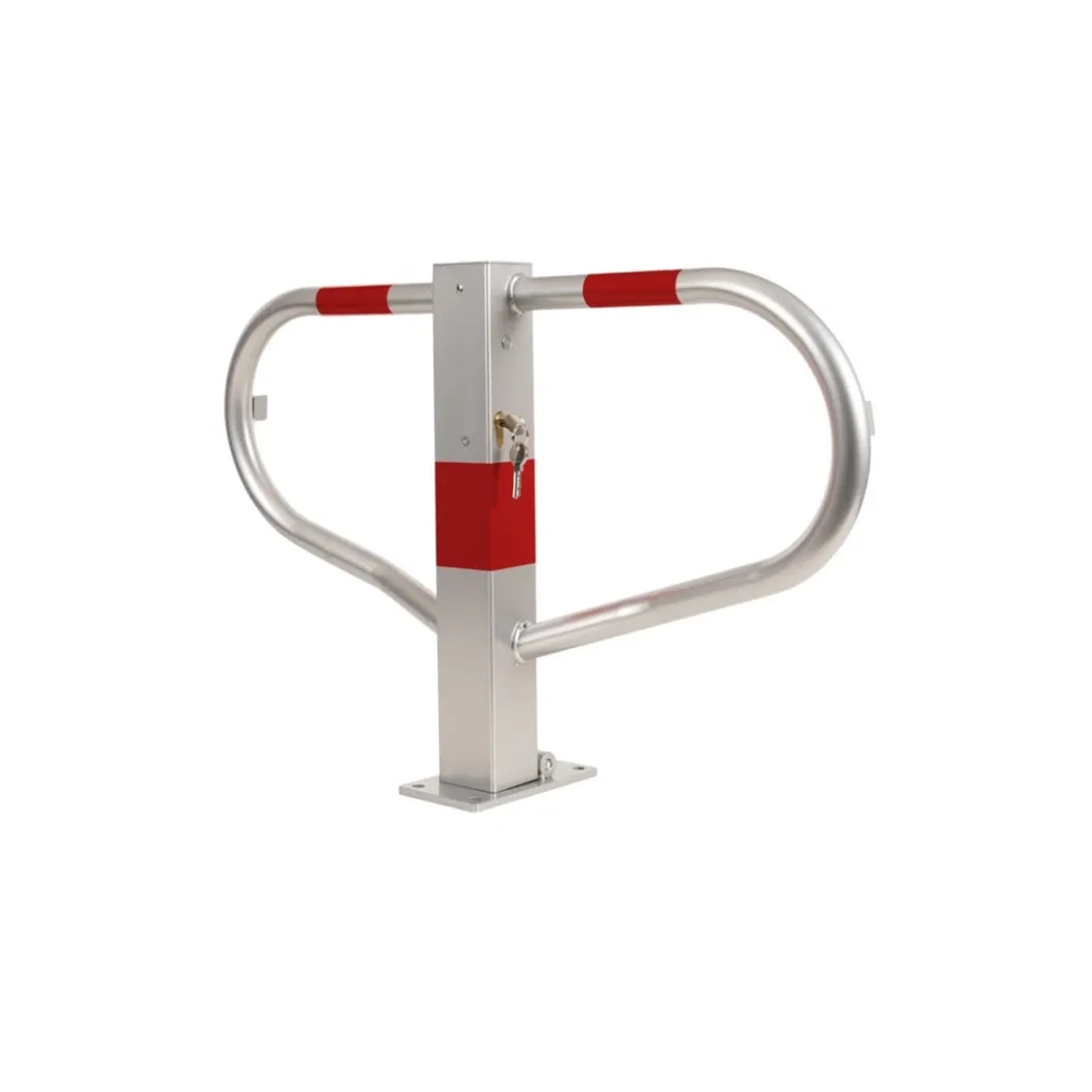 GEWA Parkplatzbügel Parkplatzsperre Umlegbar Mit Zylinderschloss Zum Aufdübeln Verzinkt Reflektierend Sperrpfosten 510x7...