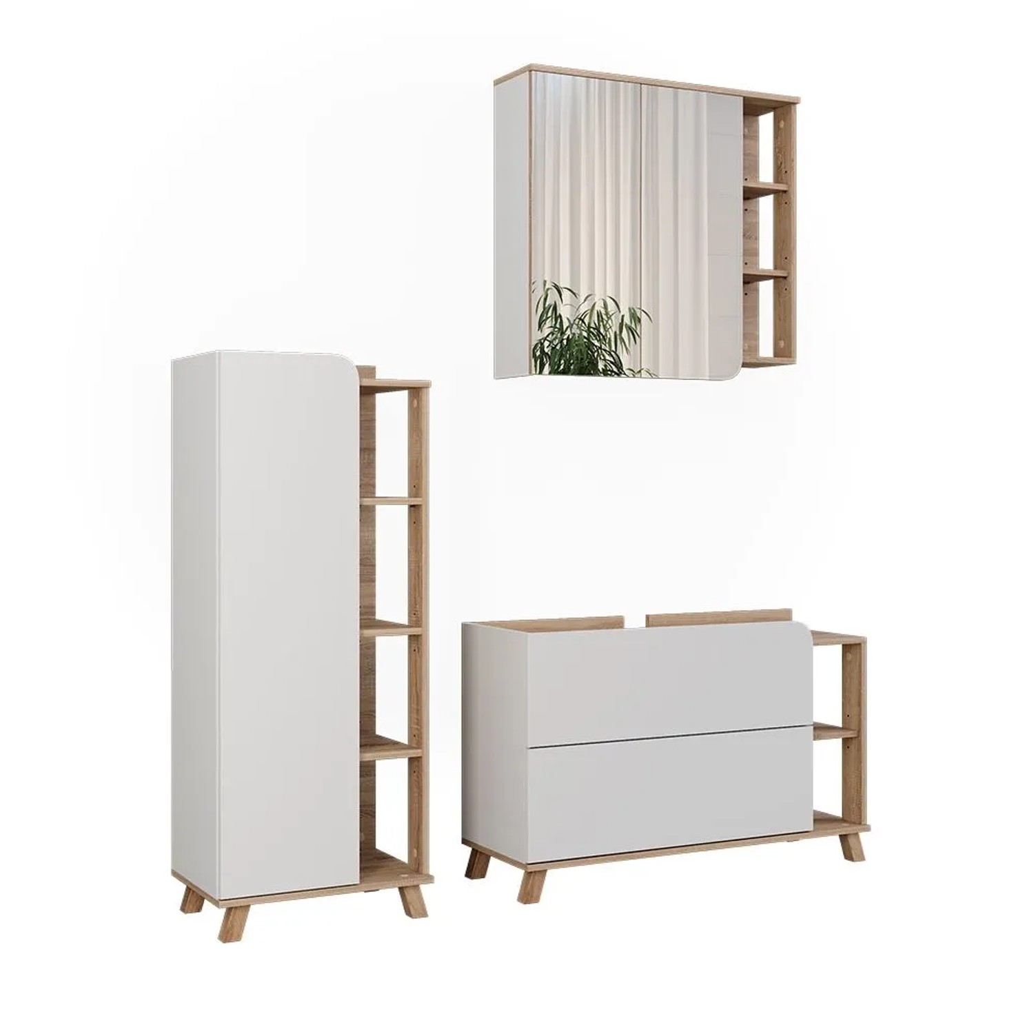 Vicco Badmöbel-Set Karen Sonoma/Weiß 100 x 65 3-teilig