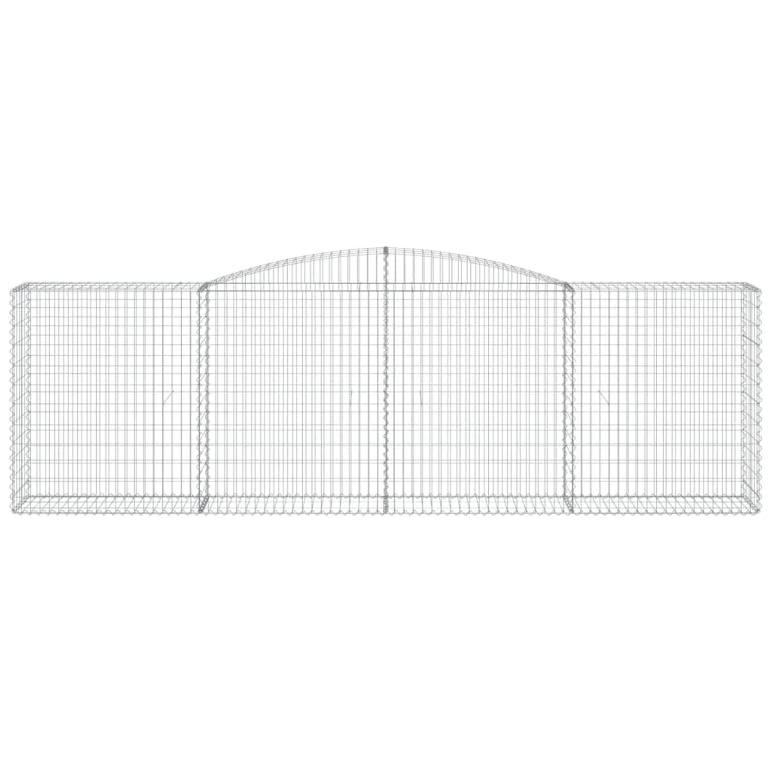 vidaXL Gabionen mit Hochbogen, 7 Stück, 400x50x120/140cm, aus verzinktem Eisen für Hochbeete.