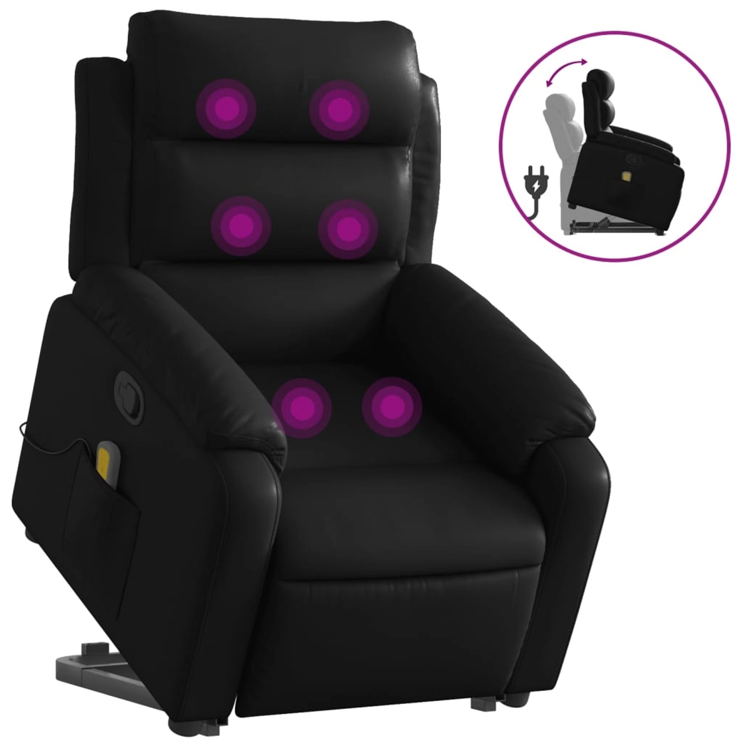 vidaXL Massagesessel mit Aufstehhilfe Schwarz Kunstleder Modell 12 günstig online kaufen