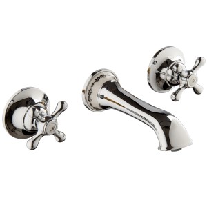 PaulGurkes 3-Loch Waschtischarmatur Unterputz im Retro Design mit Bordüre.