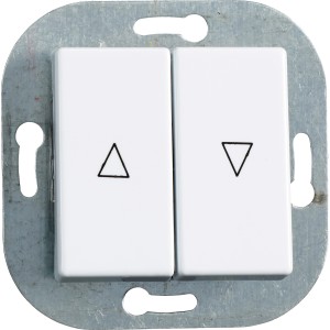 Einbauschalter Debora mit Pfeilsymbolen für Auf- und Ab-Funktion, zur Unterputzmontage.