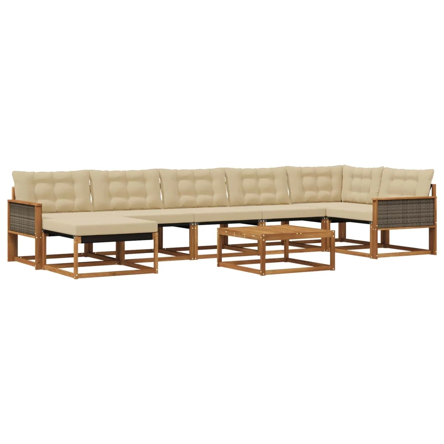 vidaXL Outdoor-Sofagarnitur 8 Stk Natur und Beige Massivholz Akazie 3381581