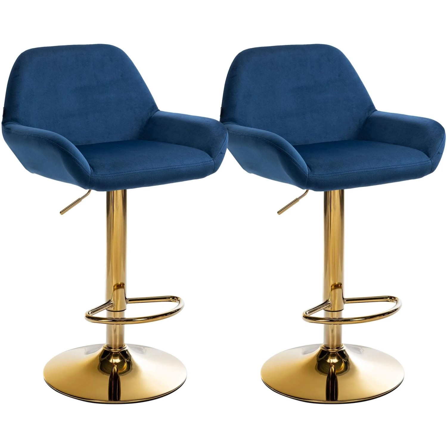 CLP 2er Set Barhocker Braga Gold Samt Blau