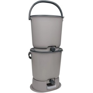 Skaza Bokashi Essential 2er Set, hellgraue Kompostbehälter zur Fermentierung von Bioabfall.
