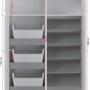 Weißes Impuls Küchen Hauswirtschaftsmodul, 120 cm, offen. Zeigt drei Auszugskörbe und fünf Regalböden für Stauraum.