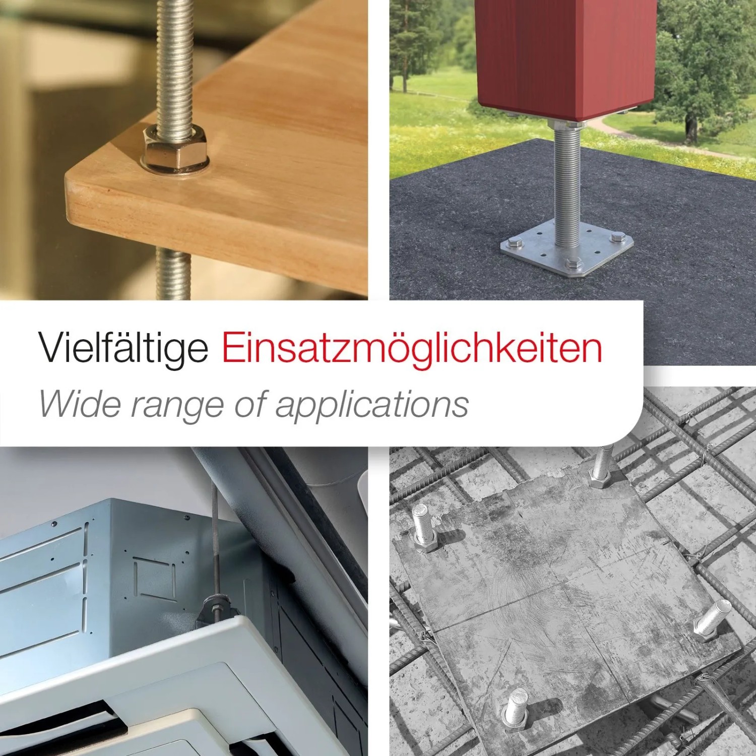 SOTECH Gewindestangen M8 Edelstahl A2: Vielseitige Anwendungen in Holz, als Pfostenfuß, für Klimaanlagen, Beton.