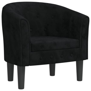 Schwarzer vidaXL Clubsessel aus Samt mit Knopfheftung, ideal als Relaxsessel.