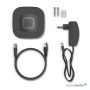 HmIP Access Point 2 Anthrazit mit Zubehör: Netzteil, LAN-Kabel, Schrauben und Dübel.