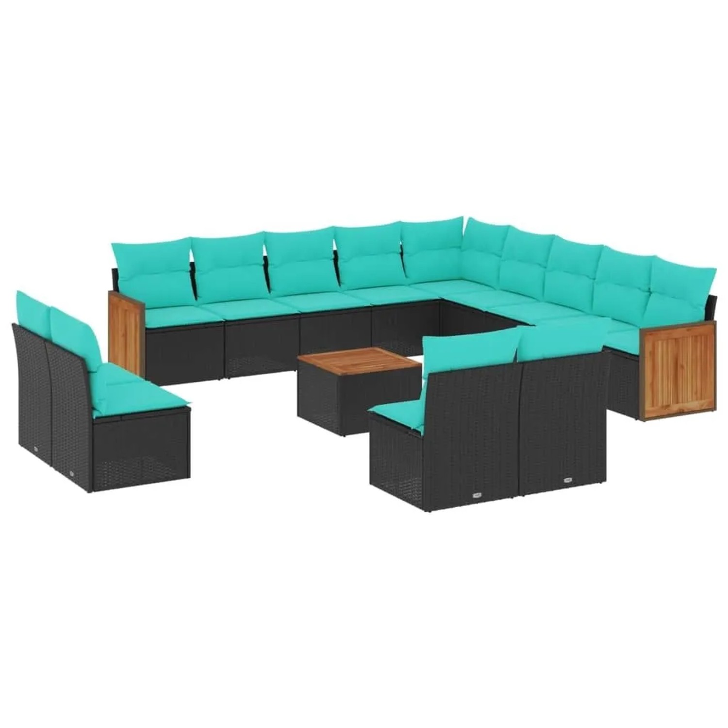 vidaXL 14-Tlg Gartensofa-Set mit Kissen Schwarz Polyrattan 3228171 günstig online kaufen