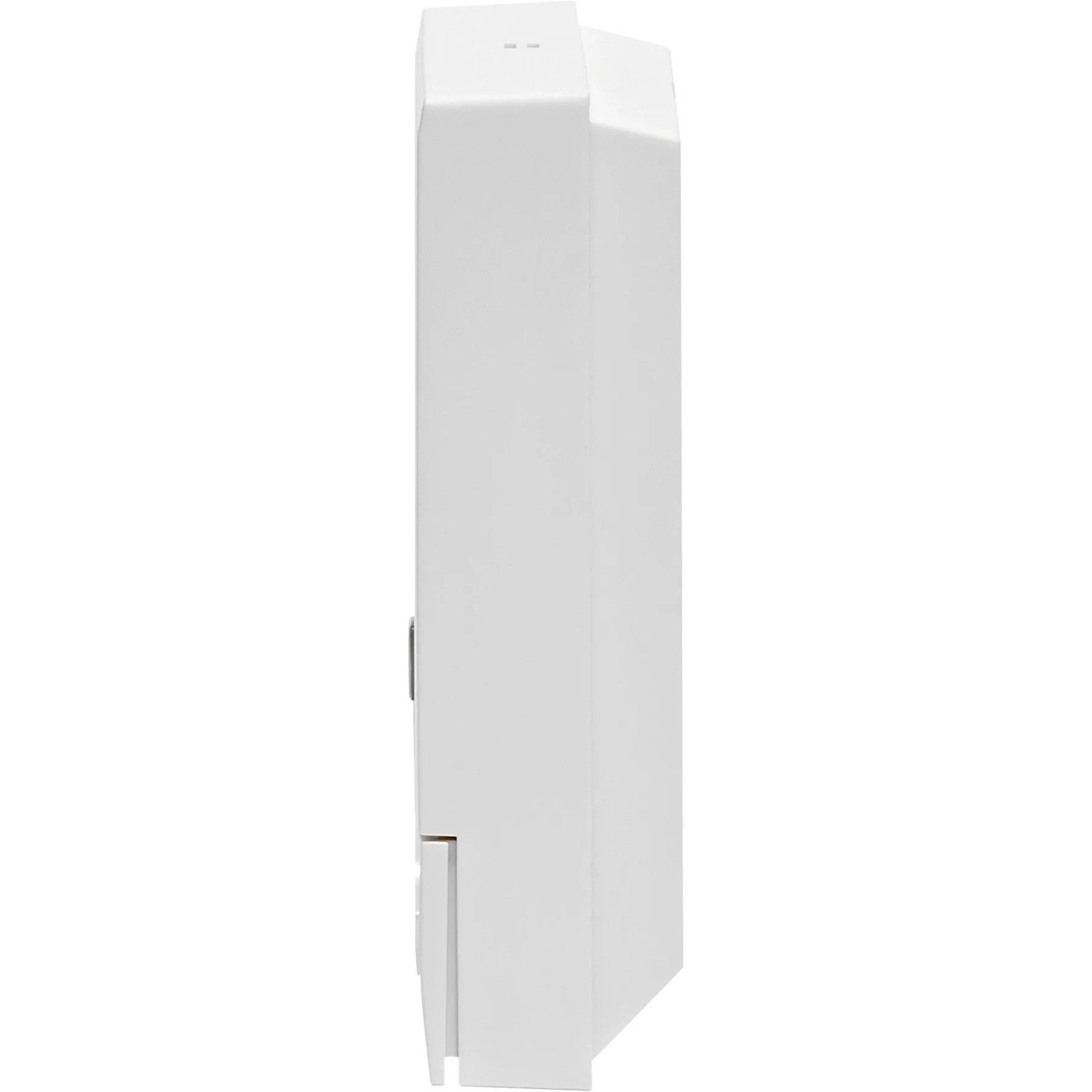 Weißer Homematic IP Wandthermostat Basic in Seitenansicht. Modernes Design für smarte Temperaturregelung in der Hausautomation.