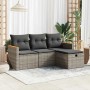 Graue 4-tlg. vidaXL Garten-Sofagarnitur aus Rattan mit Kissen für Terrasse und Garten.