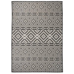 vidaXL Outdoor-Teppich Flachgewebe 200x280 cm Schwarz Gestreift 340854