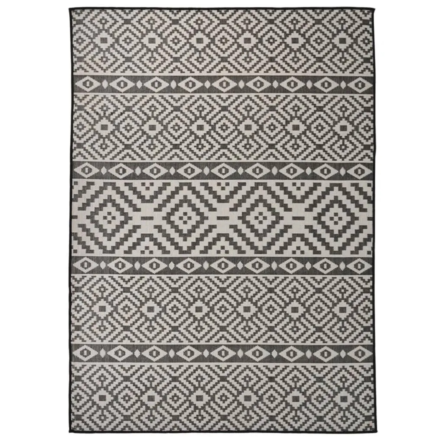 vidaXL Outdoor-Teppich Flachgewebe 200x280 cm Schwarz Gestreift 340854