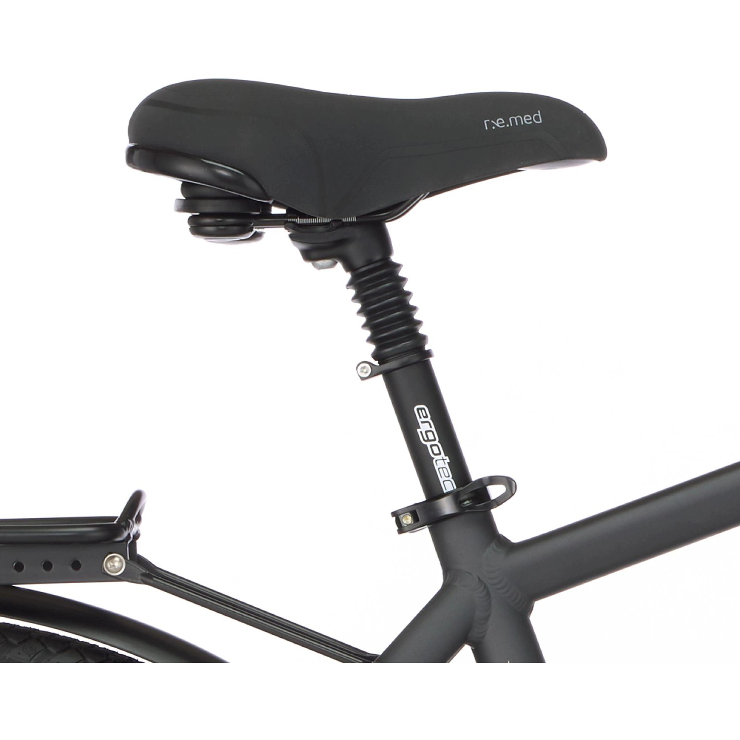 Detailaufnahme Sattel und gefederte Sattelstütze am Fischer E-Bike.