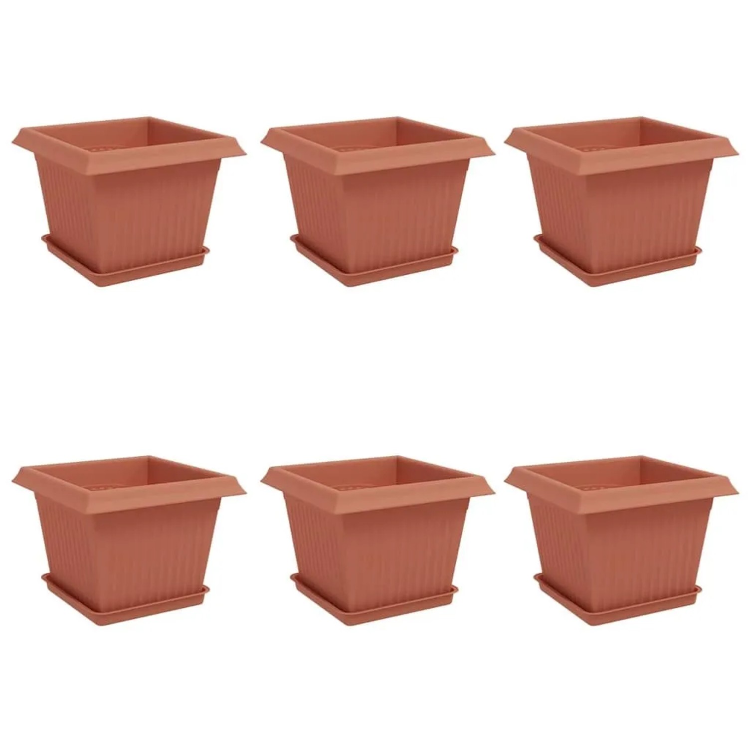 vidaXL Blumentöpfe 6 Stk Ziegelrot 23 x 23 x 17,5 cm Kunststoff 3403292