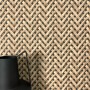 Newroom Vliestapete Hisako Rattan Landhaus. Beige Flechtoptik mit schwarzen Akzenten, detailreich gewebt.