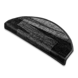 Schwarze, halbrunde Karat Stufenmatte Via Veneto, 23,5x65 cm, für Treppen.