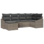 Graues 6-teiliges vidaXL Garten-Sofa-Set aus Poly Rattan für Terrasse und Garten.