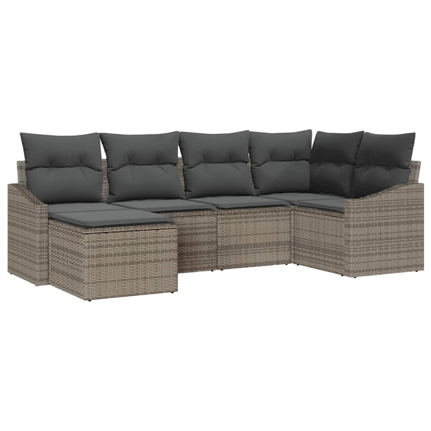 vidaXL Garten-Sofa-Set 6-Tlg Grau Poly Rattan 3346789 günstig online kaufen