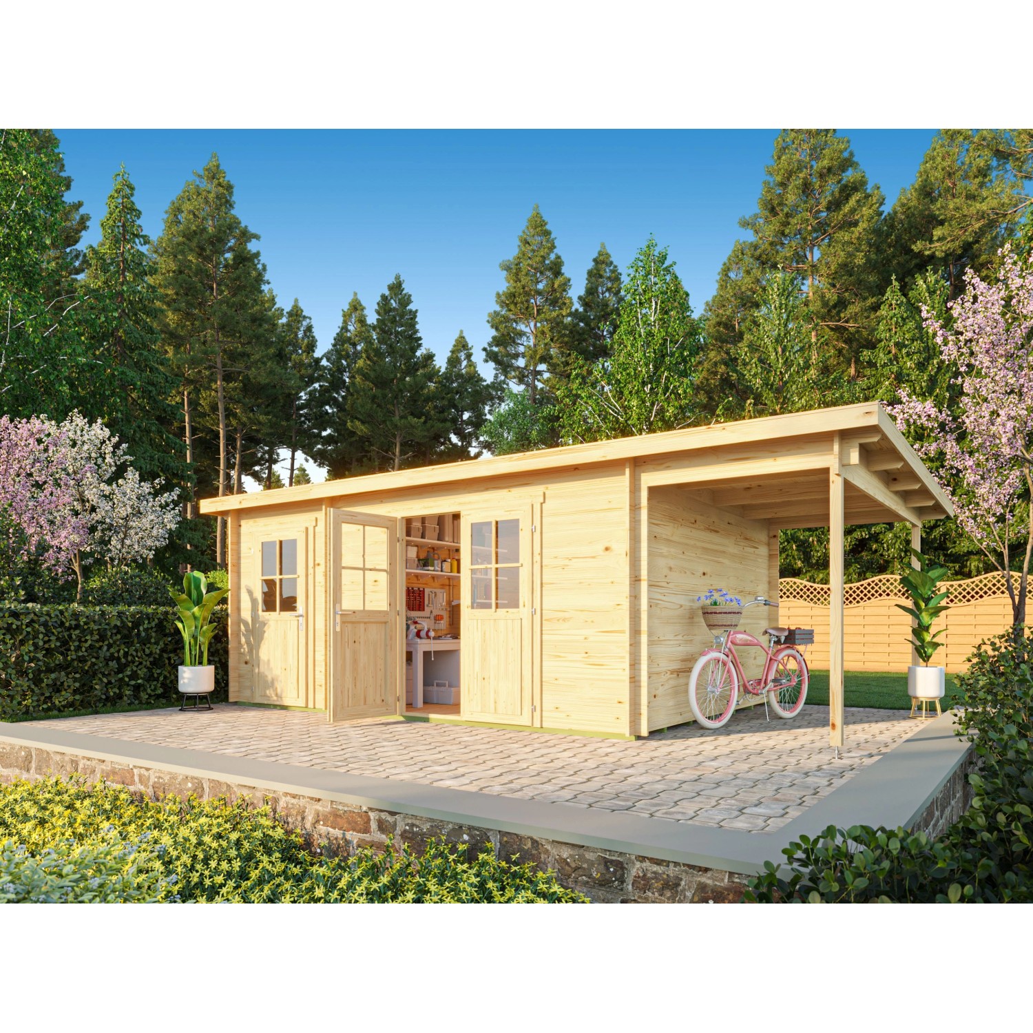 Fjordholz Pultdach Gartenhaus Modell Ezra 5I 28mm Farblos Imprägniert günstig online kaufen