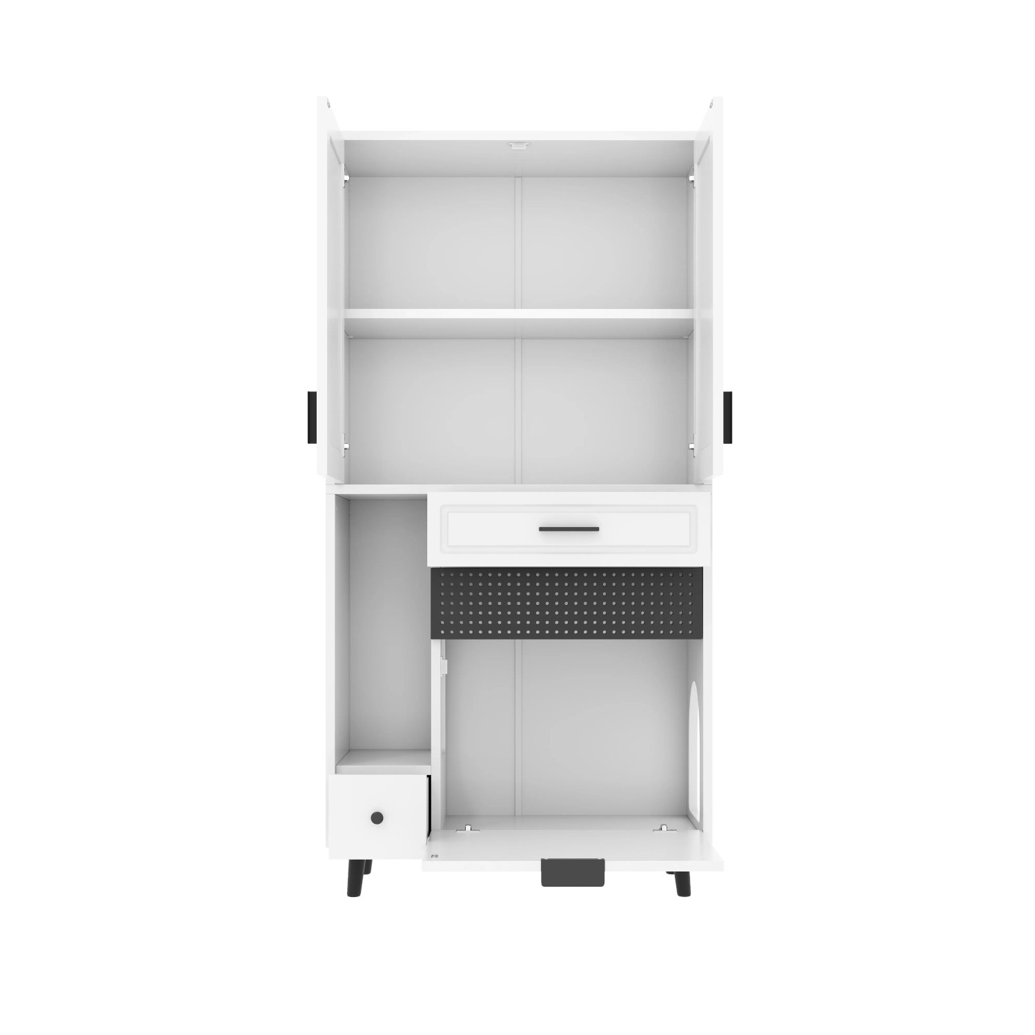okwish Aufbewahrungsschrank mit Schubladen Katzenbett Wohnbereich 80x40x161cm Weiß