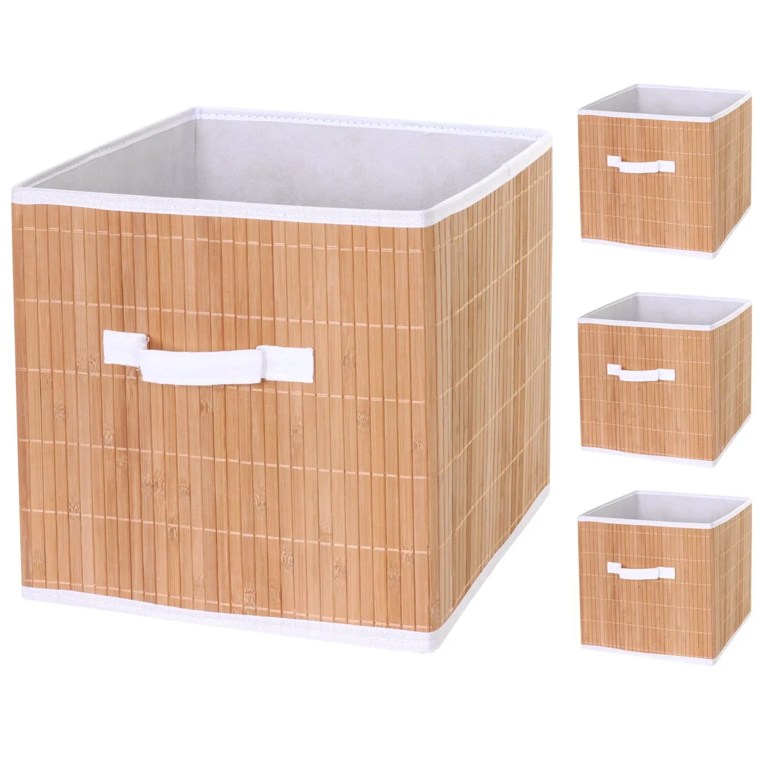 MCW Faltbox C21 4er-Set aus Bambus, ideal zur Aufbewahrung und als Regal-Einsatz.