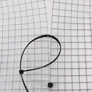 Schwarzer Aquagart Kabelbinder (300mm) zur Befestigung an einem Drahtzaun.