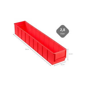 Rote PROREGAL Industriebox 500 S, 2,8 Liter, zur Aufbewahrung im Regal.