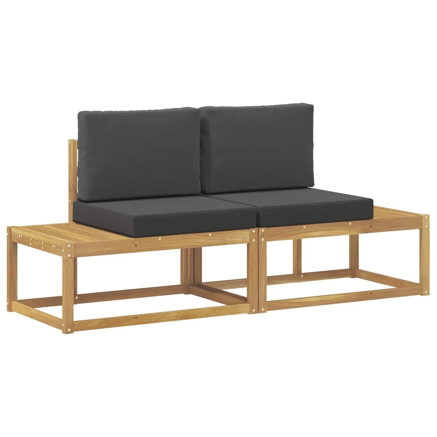 vidaXL Outdoor End Sofa mit Kissen 2 Stück Weiß Massivholz Akazie 901485