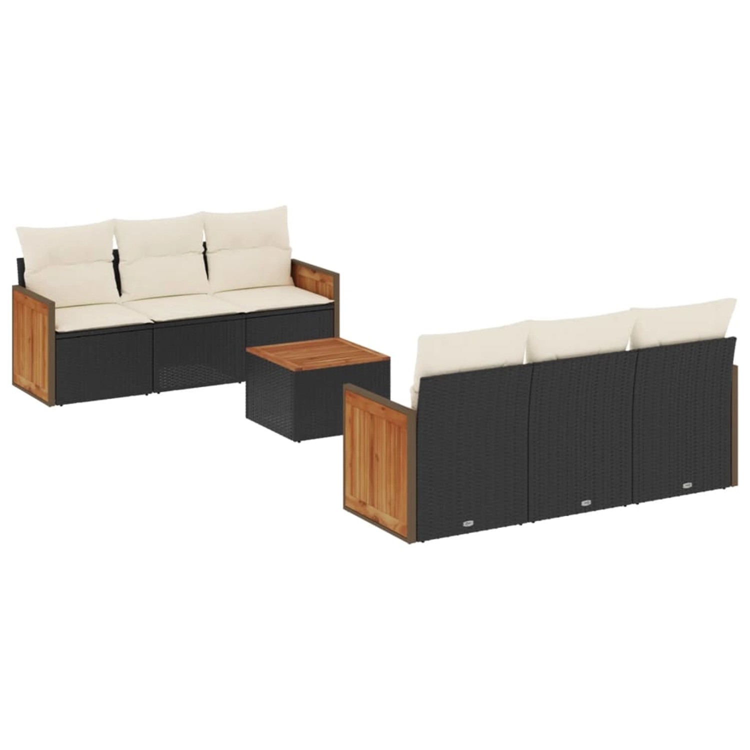 vidaXL 7-Tlg Garten-Sofagarnitur mit Kissen Schwarz Poly Rattan 3259872 günstig online kaufen