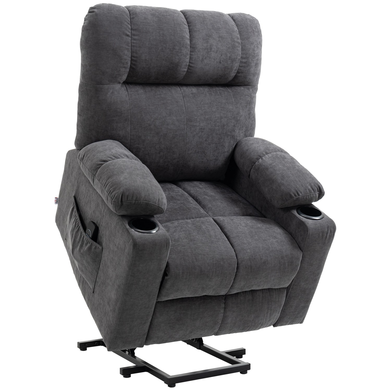 HOMCOM Sessel mit Aufstehhilfe Polyester Metall Dunkelgrau 91L x 95B x 109H günstig online kaufen