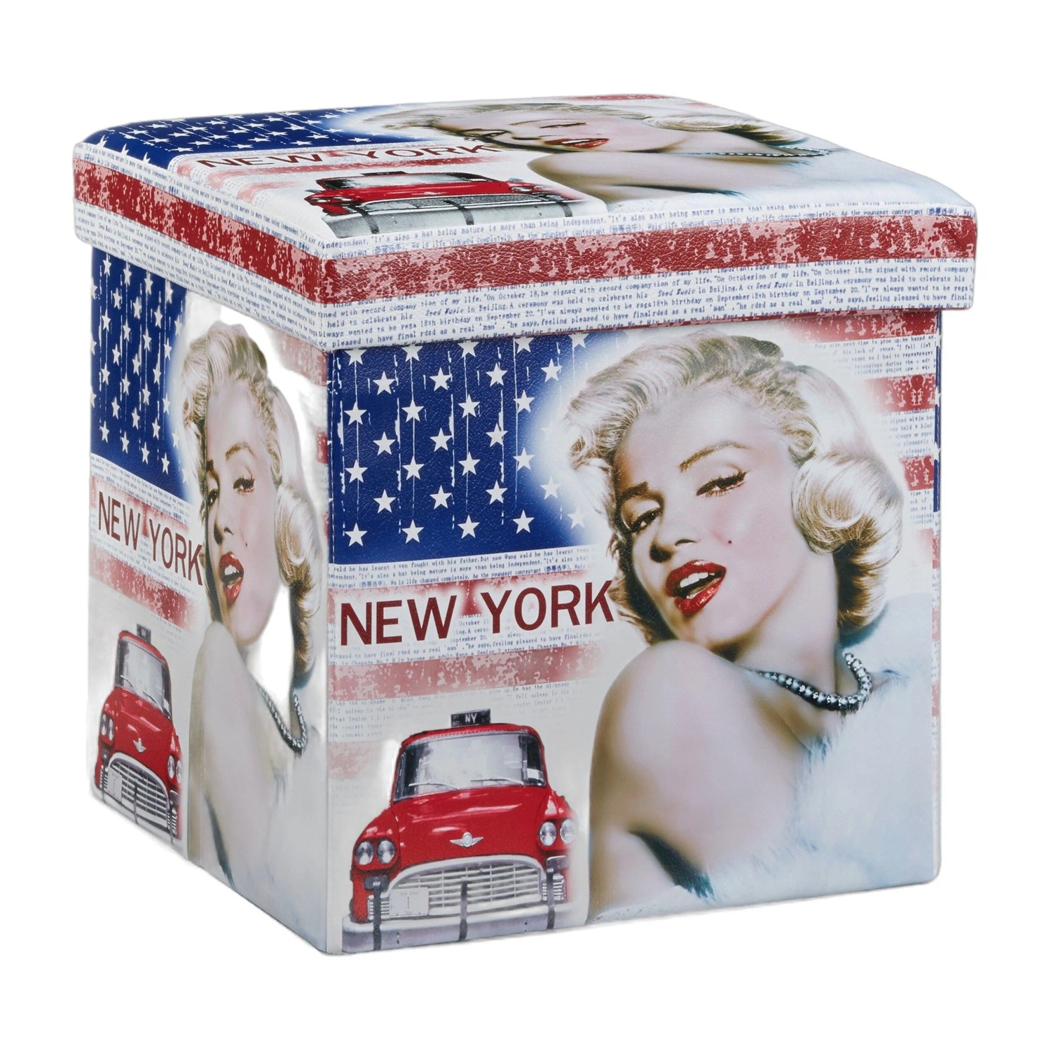 Relaxdays Sitzhocker Kunstleder New York Faltbar mit Stauraum 38 cm x 38 cm x 38 cm 2,5 kg