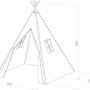 Skizze Tipi Zelt Alba mit Maßangaben, weißes Spielzelt für Kinder.