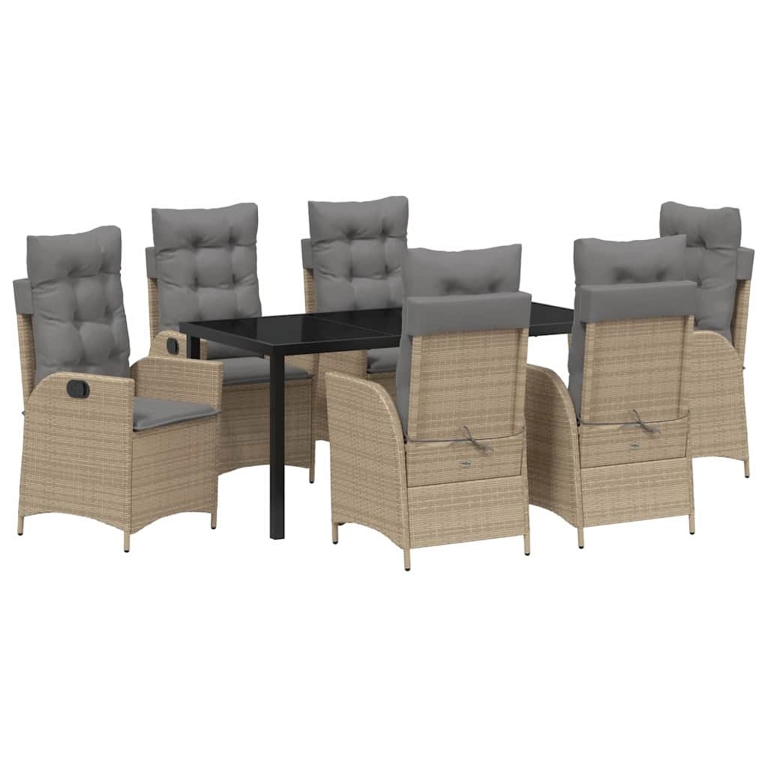 vidaXL Garten Essgruppe 7-Tlg Beige Poly Rattan 3380516 günstig online kaufen