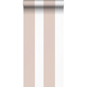 Sanders & Sanders Tapete Streifen Altrosa und Weiß 53 cm x 10.05 m