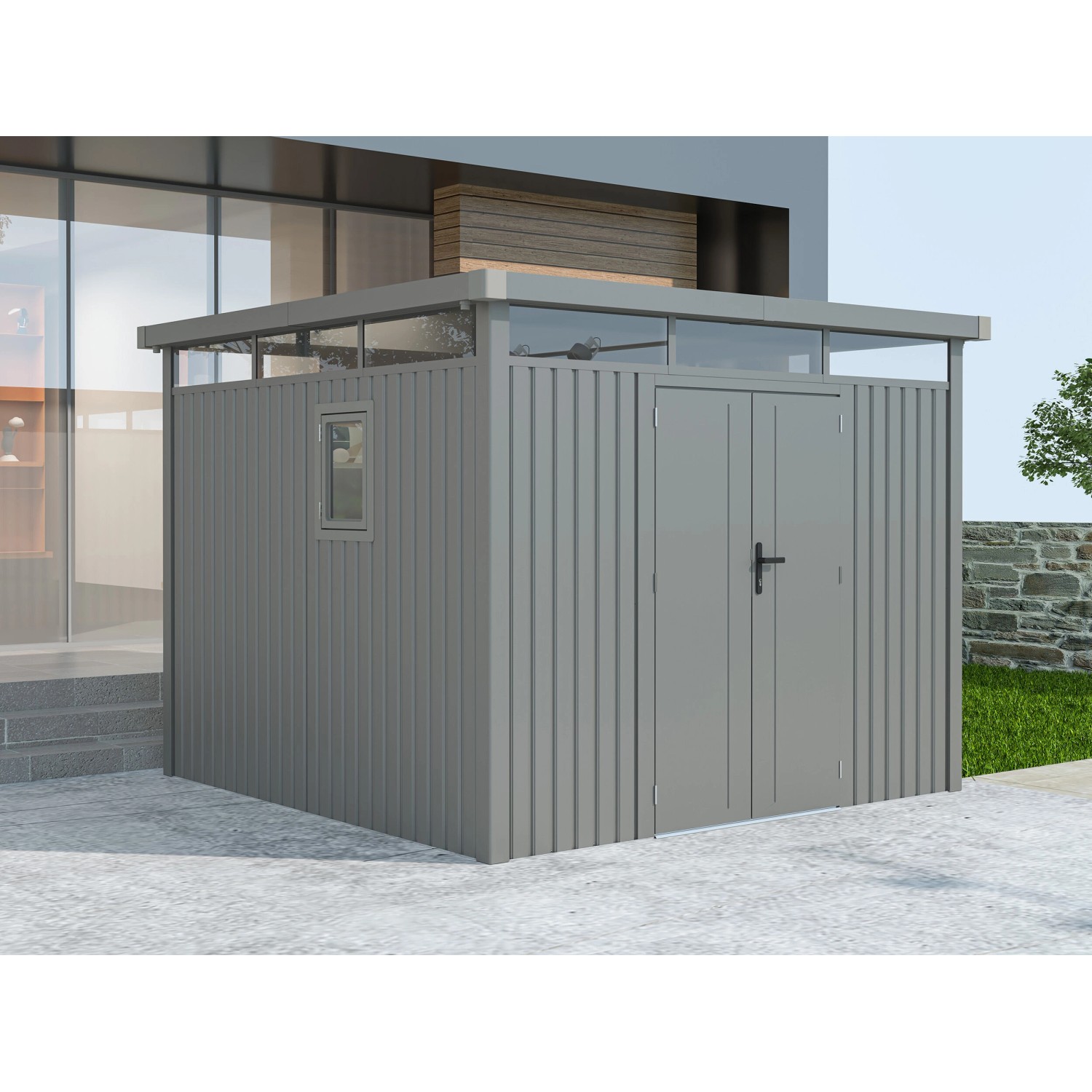 Starline Metall Gerätehaus Modell Style 7,56 m² Aluminium Grau günstig online kaufen