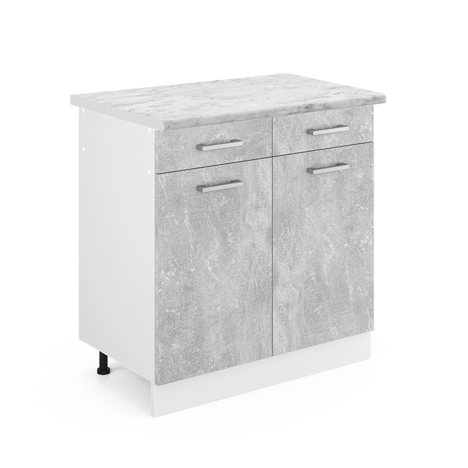 Vicco Küchenunterschrank R-Line Schubladenschrank für die Küche Beton/Weiß 80 cm AP Marmor