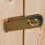 Detailaufnahme: Vorhängeschloss-Beschlag an der Tür vom Karibu Holz-Gartenhaus Neuenburg 2.
