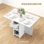 HOMCOM Esstisch, weiß, für 2-4 Personen, mit Schublade und Fächern für zusätzlichen Stauraum.