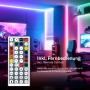 RGBIC LED-Band mit Fernbedienung in Gaming-Zimmer. Der LED-Streifen ist dimmbar und selbstklebend.