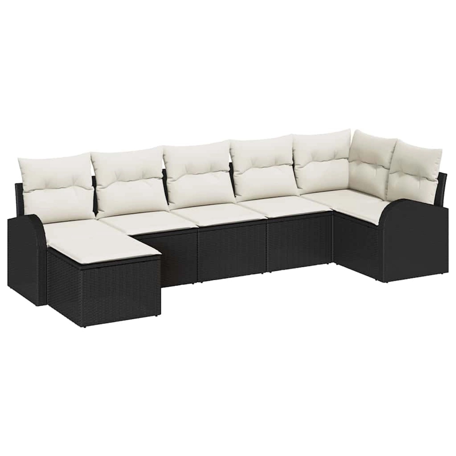 vidaXL Garten-Sofa-Set 7-Tlg Schwarz Poly Rattan 3354796 günstig online kaufen