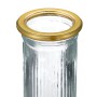 Relaxdays Vasen 3er Set Glas Transparent Grün Blau Gold Rillen 20,5 cm x 8 cm 0,39 kg_5