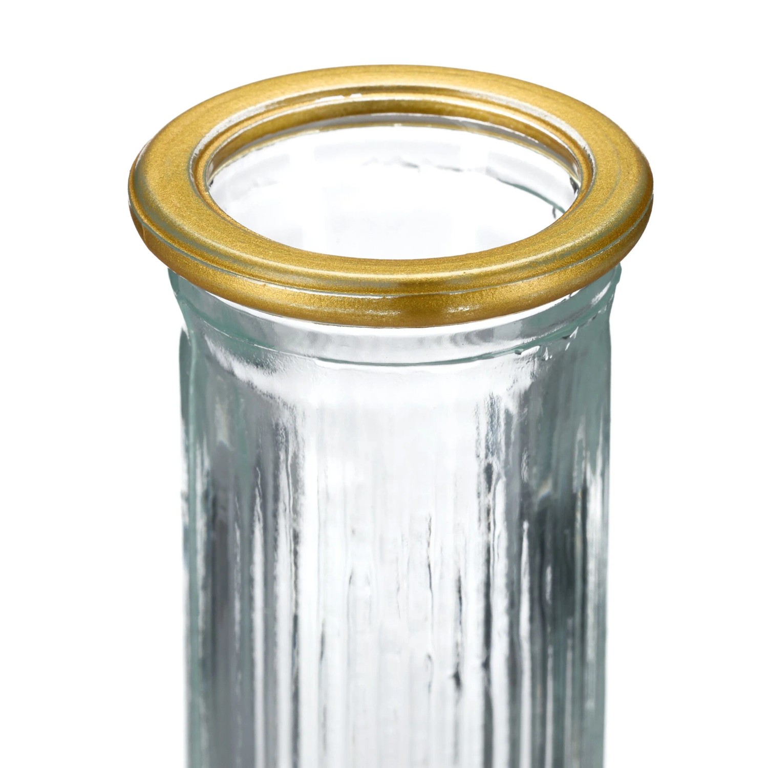 Relaxdays Vasen 3er Set Glas Transparent Grün Blau Gold Rillen 20,5 cm x 8 cm 0,39 kg_5
