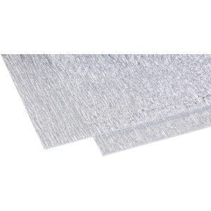 Transparente Türfüllung aus Polystyrol mit grober Rindenstruktur, 5 mm stark, 1420x660 mm.