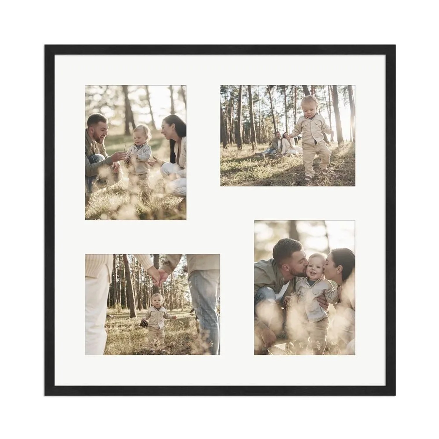 WANDStyle Galerierahmen G950 in Schwarz Gemasert 50 x 50 cm für 4 Bilder im Format 15 x 20 cm