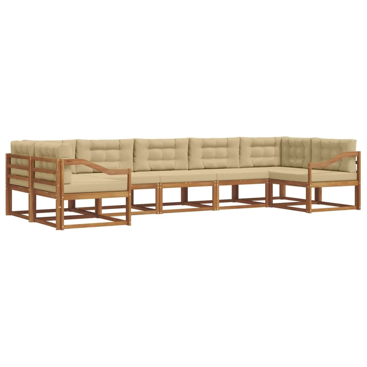 vidaXL Outdoor-Sofagarnitur mit Kissen 7-Tlg Natur und Beige 3368121