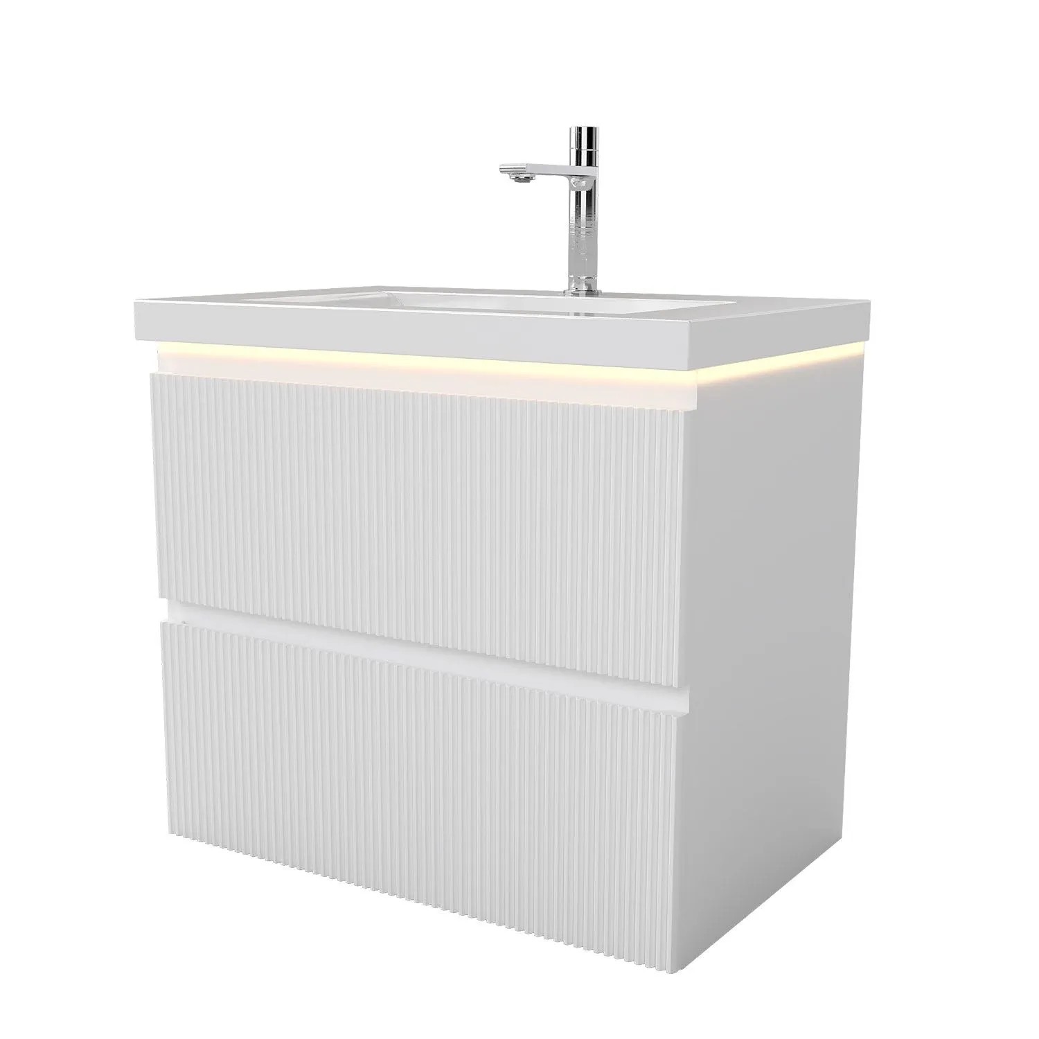 Duschspa Badmöbel-Set mit LED Beleuchtung SILO 60 cm Keramik Waschbecken mit Unterschrank