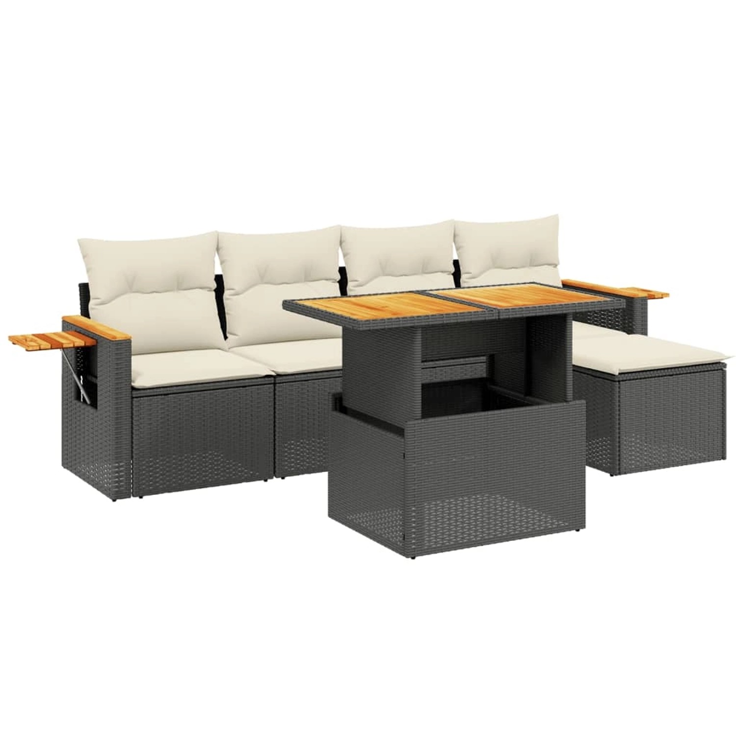 vidaXL 6-Tlg Garten-Sofagarnitur mit Kissen Schwarz Poly Rattan 3273492 günstig online kaufen