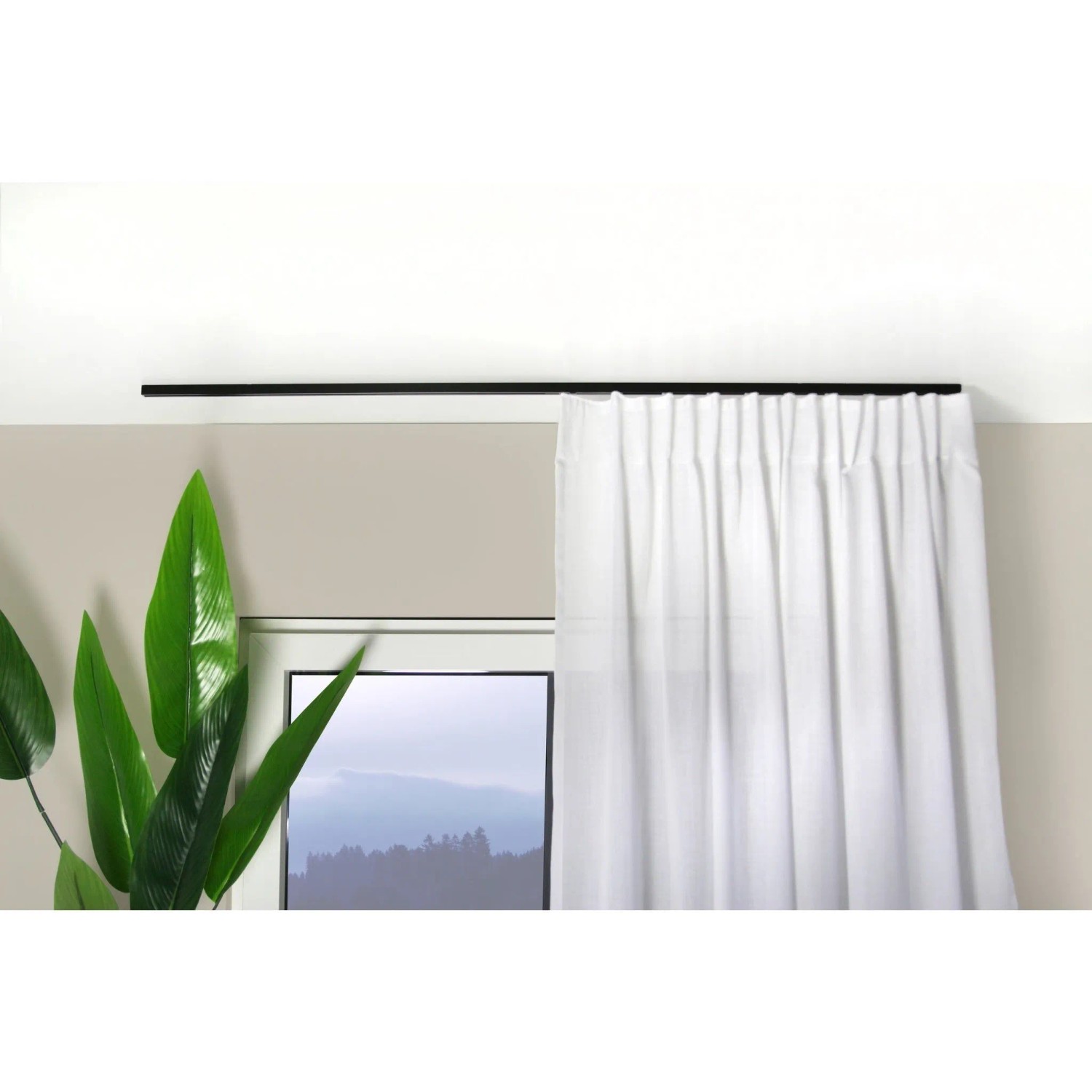 Deco-Raum Gardinenschiene nach Maß 1-Lauf Square Schwarz 230cm_6